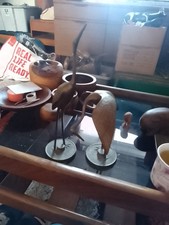 Vintage Brass Crane Figures Heron Egret Birds 1970s Mid Century Metal Decor VGC