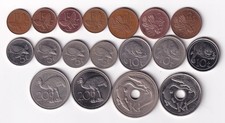 Papua New Guinea 1975-2009 18 coins all different & listed #33