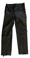 Vintage Womens Akito Leather Motorcycle Trousers Ladies 30" W Black Laced Sides