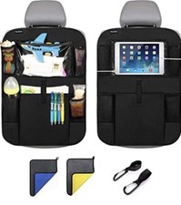 Pewingo Car Seat Organiser Kids 6-Piece Set, 12" Tablet Holder with 2 Cable Hole