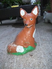 Hand-Painted Fox Garden Statue Weatherproof Stone Animal Figurine Outdoor H 27cm