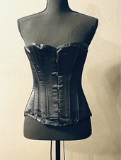 Vintage Vollers Bespoke Black Satin Over Bust Corset 