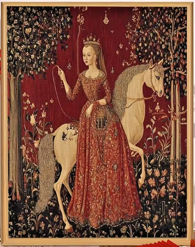 Medieval tapestry printed - medieval,