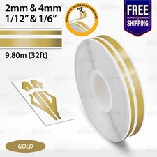 GOLD 2mm & 4mm Roll Vinyl Pinstriping Double Stripe Lines Tape Decal Sticker