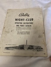 Bally - Night Club - Pin  Ball Machine operation instructions Parts Cataloge