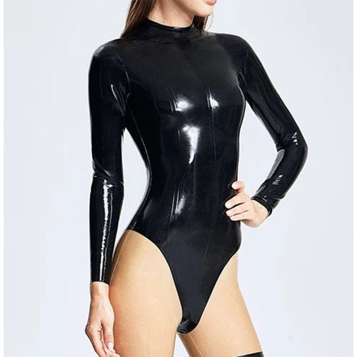 Latex catsuit swimsuit - swimsuit, back