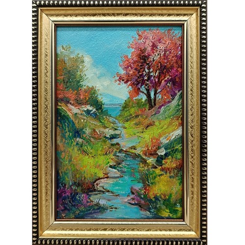 Summer nature oil painting - oil,