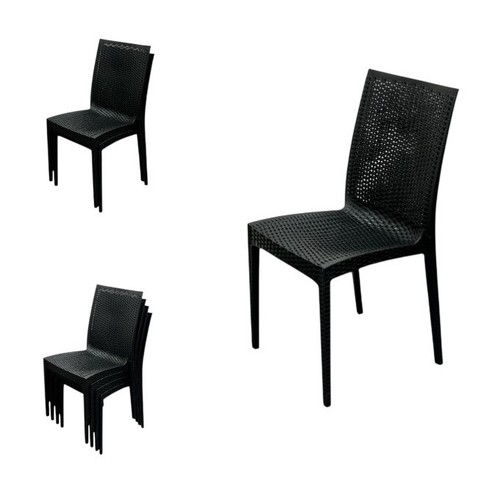 Black rattan garden chairs - black,