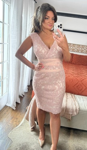 Tadashi shoji pink lace midi - shoji,