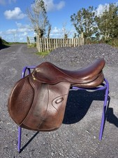 17.5” Jump Saddle, Brown/oxblood, Stamped Wide. Knight Rider