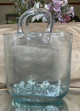 Elegant Clear Glass Handbag Vase with Bubbles – Versatile Decor & Gift Idea
