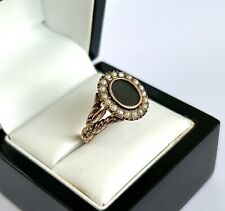 9ct Gold Georgian Mourning Ring Memorial - IN MEMORY- & Seed Pearl