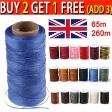 65/260M 150D Leather Sewing Flat Waxed Thread Hand Wax Stitching Repair Cord UK