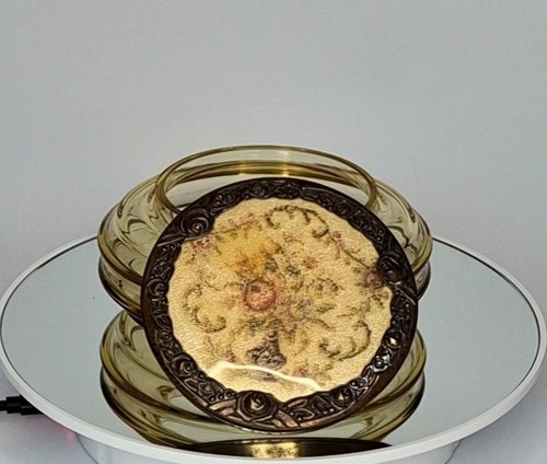 Vintage amber glass powder - amber,