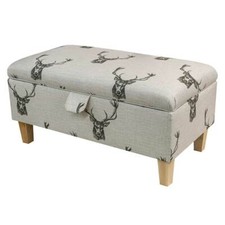 Stag Storage Footstool Ottoman Pouffe Handmade in Animal 100% Cotton Fabric UK