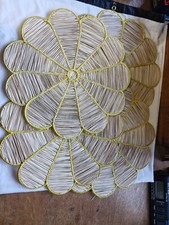 4 Placemats  Columbia Collective Yellow Woven Wicker  Conchita Flower