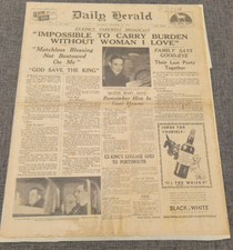 DAILY HERALD KING EDWARD VIII WOMAN I LOVE WALLIS SIMPSON 12 DEC 1936 NEWSPAPER