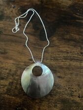 Real Mother Of Pearl Shell Pendant Necklace 