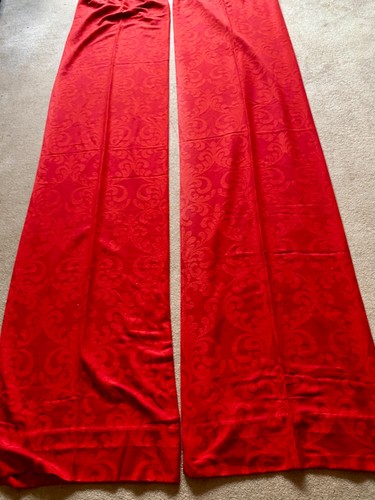 Vintage red damask curtains - red,