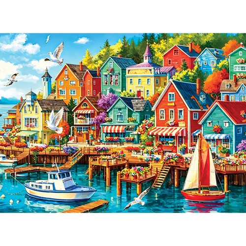 Colorful coastal town - coastal, 500