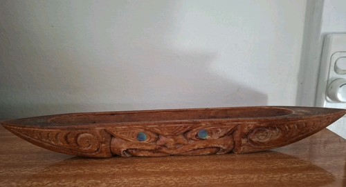 Vintage carved wooden waka - wooden,