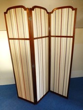 Edwardian Folding Divider Mahogany Inlaid Triple Panel Dressing  Vanity Screen