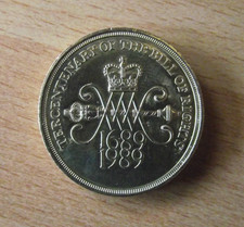 1989 £2 TWO POUND COIN TERCENTENARY OF THE BILL OF RIGHTS EXCELLENT GRADE C PICS