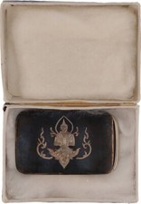 Sterling Silver Siam Niello Thailand Thai Buddha Buddhist Nos Vtg Belt Buckle