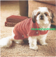 Summer Chill Button Down Dog Coat Wavey Shell Design.3 sizes KNIT PATTERN COPY
