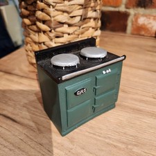 Dolls House 2 Oven Green Aga Stove 1:12 Cooker Miniature Kitchen Furniture