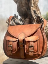 Vintage Saddle Bag Genuine Leather Brown Shoulder Messenger Crossbody
