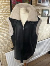 F&F Faux Sheepskin Biker Gilet Jacket Large