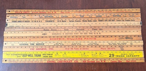 Vtg antique yardsticks wood - 10,