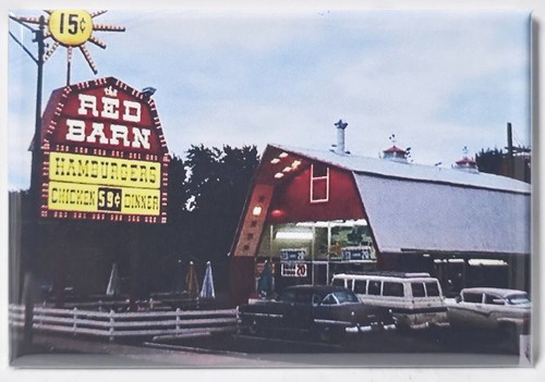 Red barn magnet fridge - magnet,