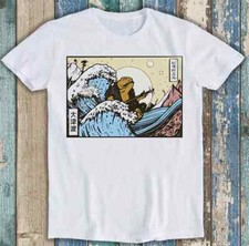 Japanese Toad Frog Playing Banjo Guitar The Great Wave Gift Tee T Shirt M1590