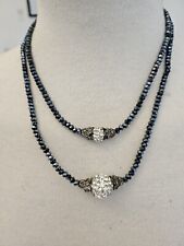 Absolutely Stunning Sparkling 2 Strand Necklace With Crydtal Disco Ball Pendants