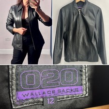 Wallace Sacks Black Leather Jacket Size 12 Zip Up Super Soft Autumn
