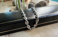 Unique Vintage Sterling Silver Infinity/Coffee Bean Link Chain Necklace 18”