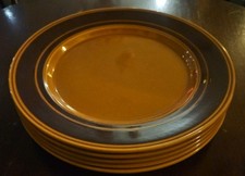 5 X Royal Alma Kiln Craft Staffordshire Amber Stripe 10” Dinner Plates