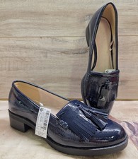 Next Womens Forever Comfort Tassel Shoes Patent Navy Leather Uk Size 6 New