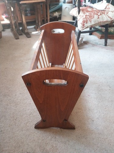 Vintage oak magazine rack with - vintage,