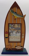 Fishing Themed Row Boat Picture Frame Birthday Wishes Lake Cabin Decoration