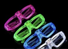 Pack Of 8 Flashing Party Glasses LED Light Up Glow Neon Shutter Shades Disco