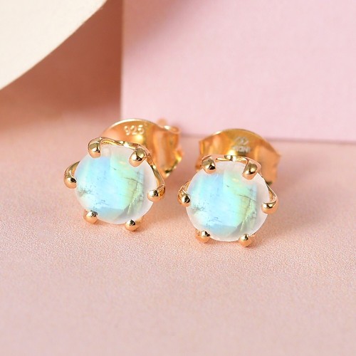 Rainbow moonstone studs - rainbow,