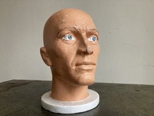 Vintage Polystyrene Hand-Painted Male Mannequin Head Decorative Salvage Art Prop