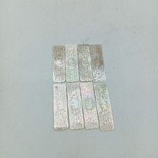 8 Antique Chinese Mother Of Pearl Gaming Counters Tokens Rectangular Bird Design