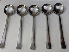 Vintage Viners 5 X Epsom Stainless Steel 17.cm Table Soup Fruit Spoons - Cutlery
