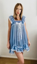 One-Off Baby Doll Sexy Blue Chiffon sissy Unisex CD TV AB Underwear