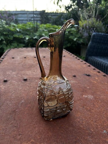 Vintage amber studio art glass - art,