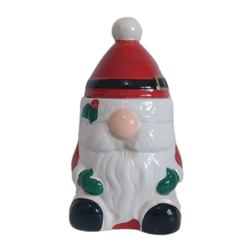 Winter santa ceramic gnome - ceramic,
